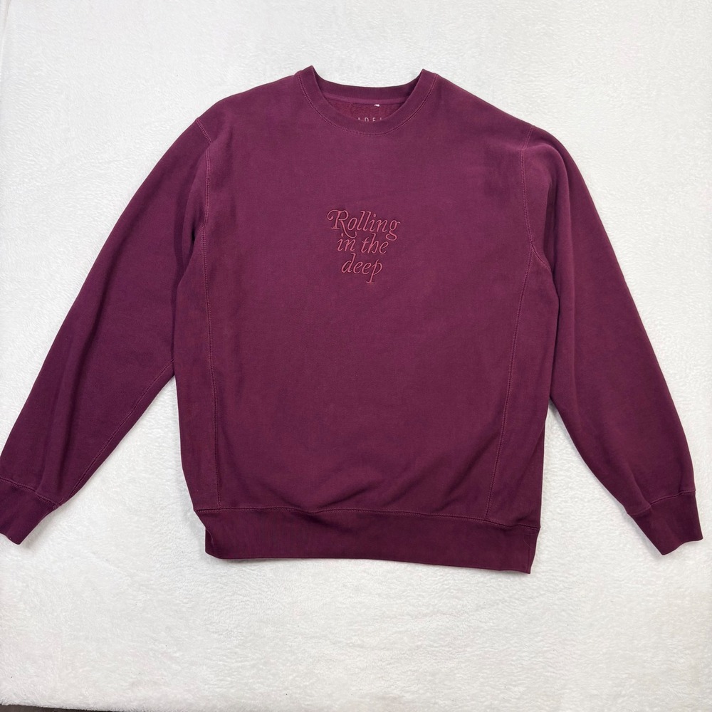 Adele Rolling In The Deep Embroidered Crewneck Sweatshirt Burgundy XL Merch - Picture 2 of 7